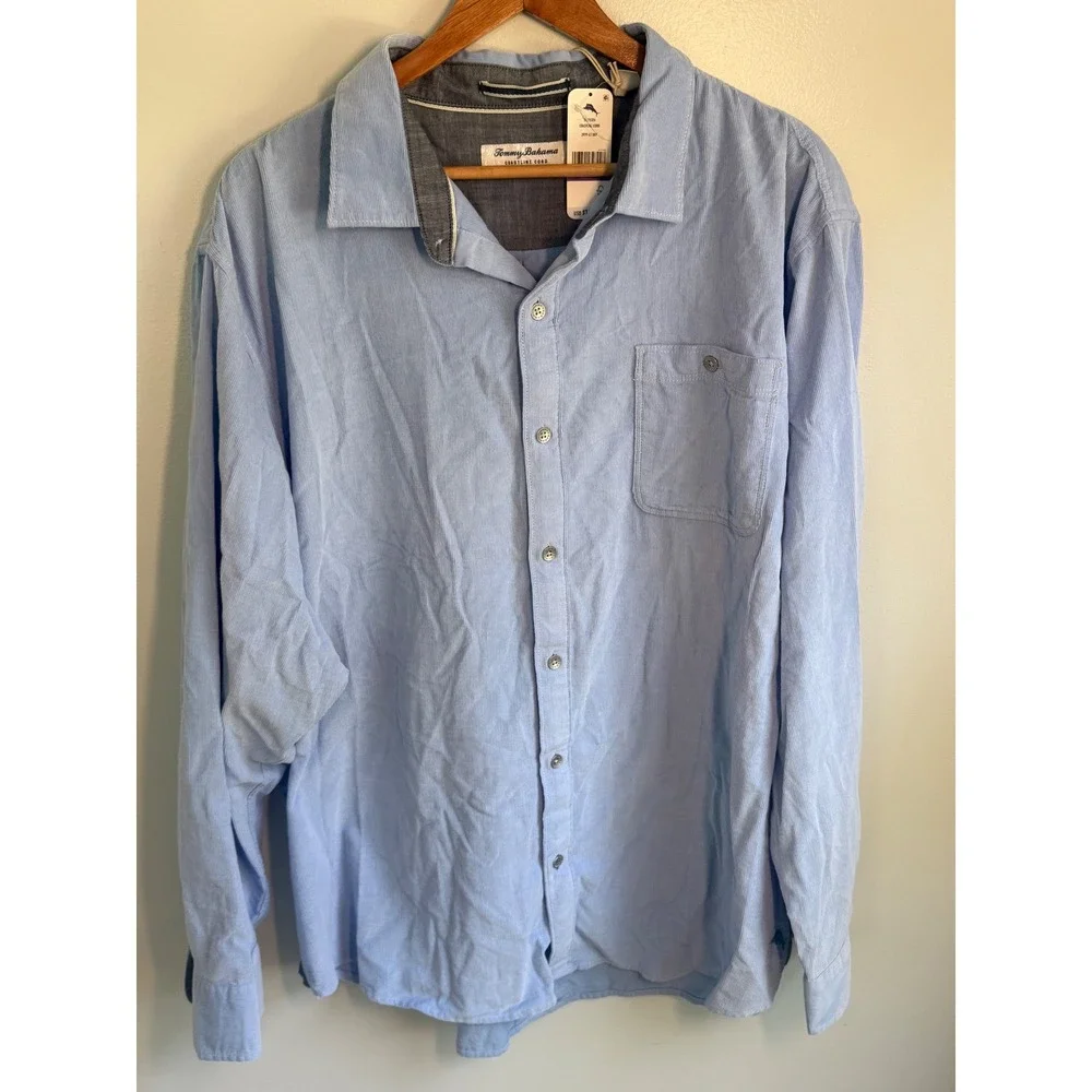 Tommy Bahama Coastline Cord Men XXL Light Sky Blue Corduroy Long Sleeve New